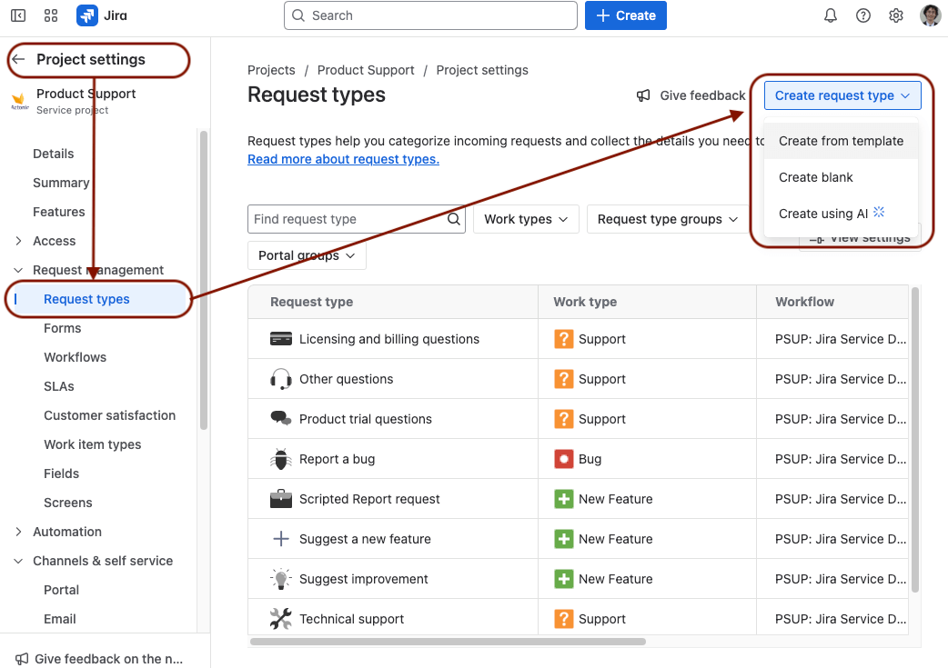 Steps to create JSM request type