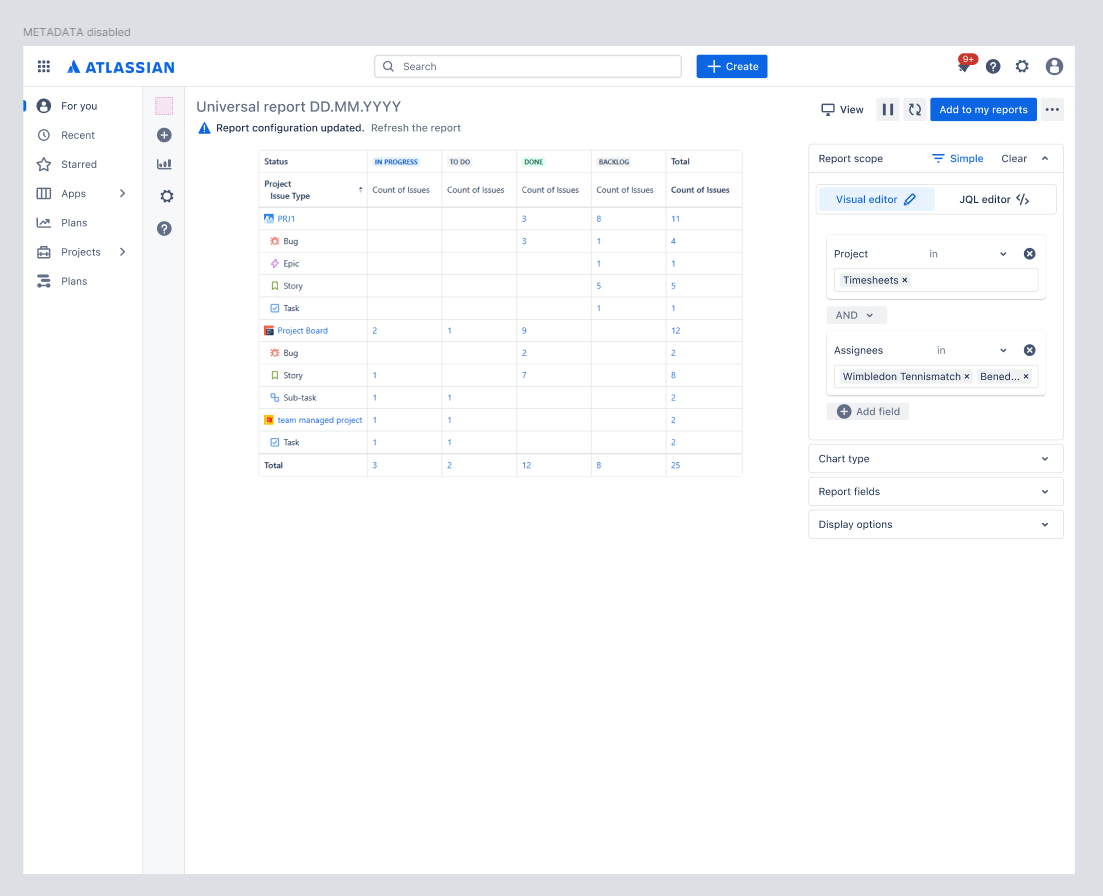 First Figma mockup Report Builder configuration panel